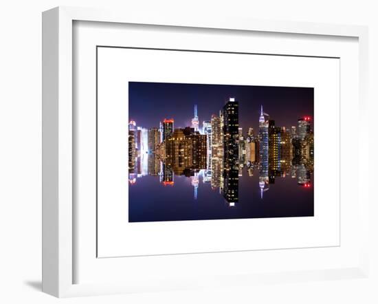 Double Sided Series - Skyscrapers of Times Square in Manhattan Night-Philippe Hugonnard-Framed Art Print