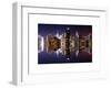 Double Sided Series - Skyscrapers of Times Square in Manhattan Night-Philippe Hugonnard-Framed Art Print