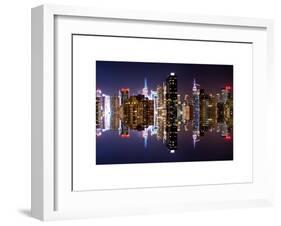 Double Sided Series - Skyscrapers of Times Square in Manhattan Night-Philippe Hugonnard-Framed Art Print