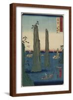 Double Sword Stone at Bonoura Beach, Satsuma Province, March 1856-Utagawa Hiroshige-Framed Giclee Print