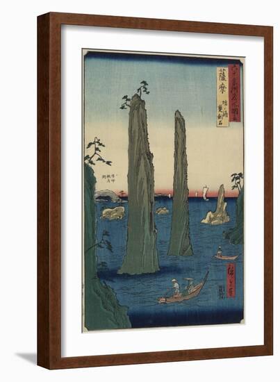 Double Sword Stone at Bonoura Beach, Satsuma Province, March 1856-Utagawa Hiroshige-Framed Giclee Print