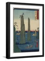 Double Sword Stone at Bonoura Beach, Satsuma Province, March 1856-Utagawa Hiroshige-Framed Giclee Print