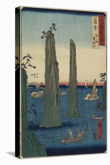 Double Sword Stone at Bonoura Beach, Satsuma Province, March 1856-Utagawa Hiroshige-Stretched Canvas