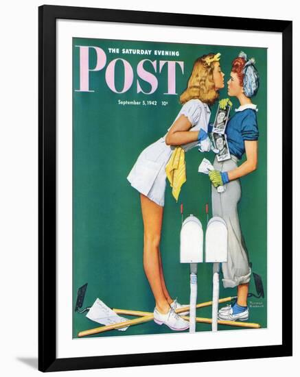 "Double Trouble for Willie Gillis" Saturday Evening Post Cover, September 5,1942-Norman Rockwell-Framed Giclee Print