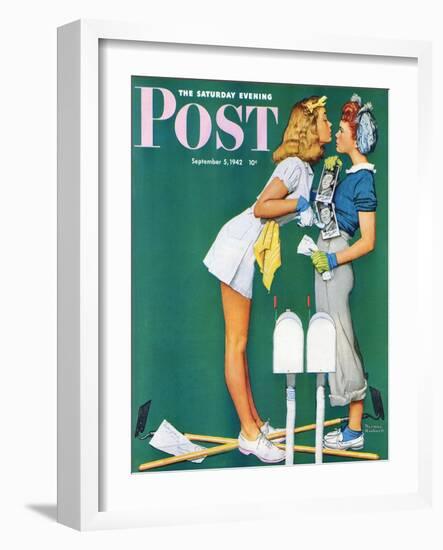 "Double Trouble for Willie Gillis" Saturday Evening Post Cover, September 5,1942-Norman Rockwell-Framed Giclee Print