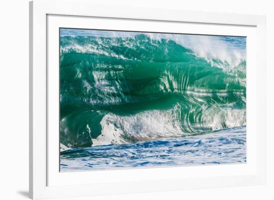 Double Up-Wave breaking off the Na Pali coast of Kauai, Hawaii-Mark A Johnson-Framed Photographic Print