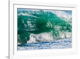 Double Up-Wave breaking off the Na Pali coast of Kauai, Hawaii-Mark A Johnson-Framed Photographic Print