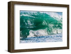 Double Up-Wave breaking off the Na Pali coast of Kauai, Hawaii-Mark A Johnson-Framed Photographic Print