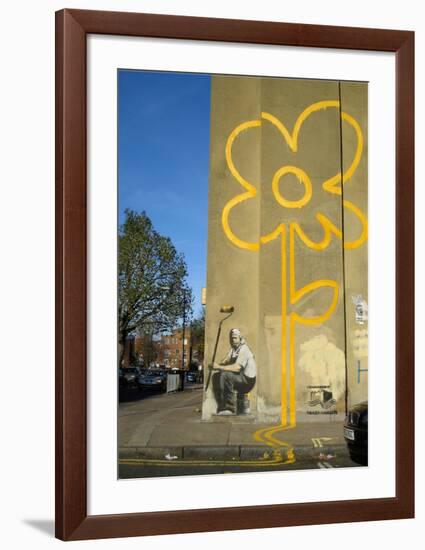 Double Yellow Lines Flower-Banksy-Framed Giclee Print