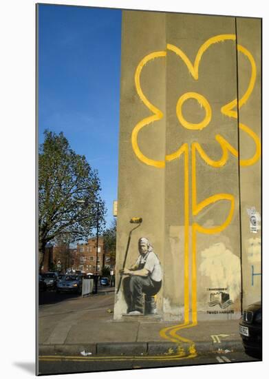 Double Yellow Lines Flower-Banksy-Mounted Giclee Print