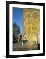 Double Yellow Lines Flower-Banksy-Framed Giclee Print