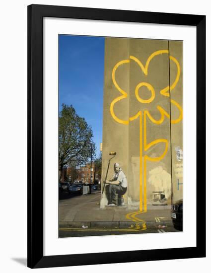 Double Yellow Lines Flower-Banksy-Framed Giclee Print