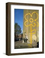 Double Yellow Lines Flower-Banksy-Framed Giclee Print