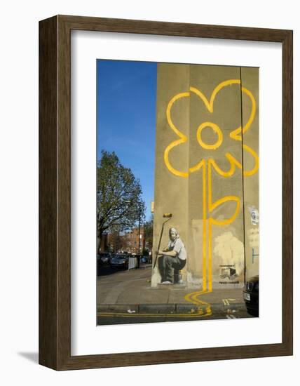 Double Yellow Lines Flower-Banksy-Framed Giclee Print