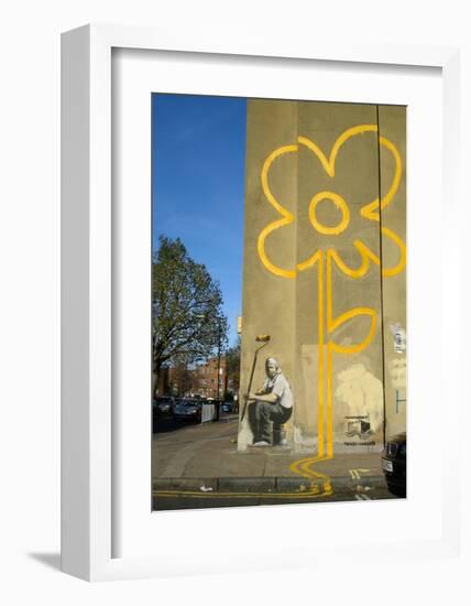 Double Yellow Lines Flower-Banksy-Framed Giclee Print