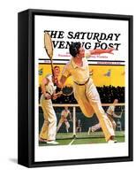 "Doubles Tennis Match," Saturday Evening Post Cover, September 5, 1936-Maurice Bower-Framed Stretched Canvas