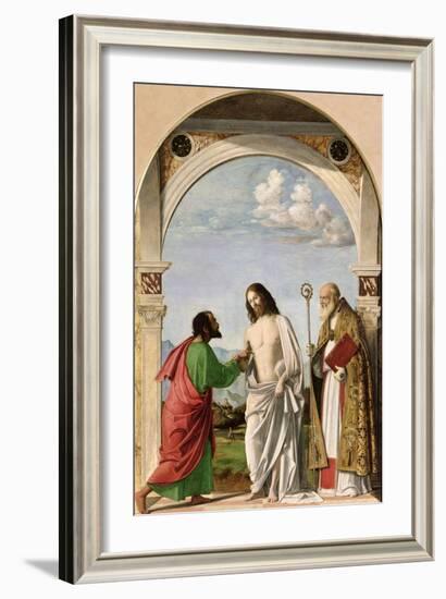 Doubting Thomas with St. Magnus, c.1504-05-Giovanni Battista Cima Da Conegliano-Framed Giclee Print