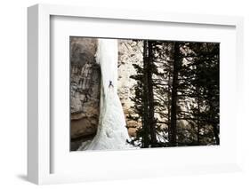 Doug Shepherd Climbing the 6th Pitch of Broken Hearts, (Wi5), Cody, Wyoming-Daniel Gambino-Framed Photographic Print