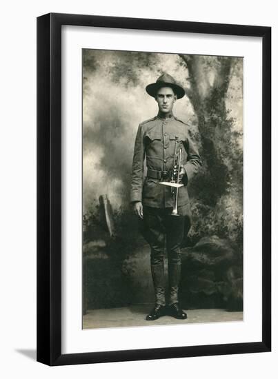 Doughboy with Bugle, World War I-null-Framed Art Print