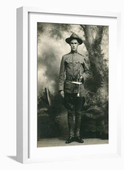 Doughboy with Bugle, World War I-null-Framed Art Print