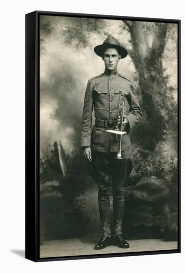 Doughboy with Bugle, World War I-null-Framed Stretched Canvas