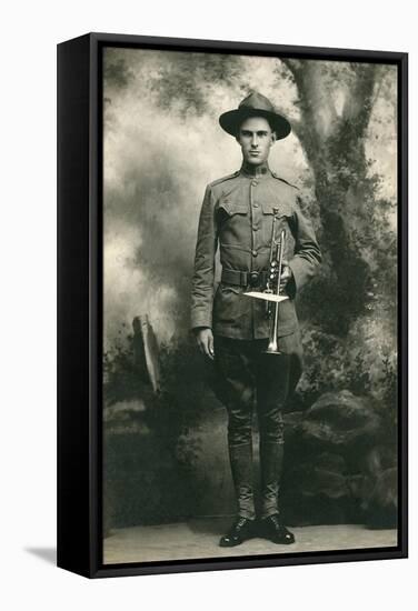 Doughboy with Bugle, World War I-null-Framed Stretched Canvas