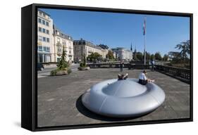 Doughnut Bench, Luxembourg City, Luxembourg, Europe-Charles Bowman-Framed Stretched Canvas