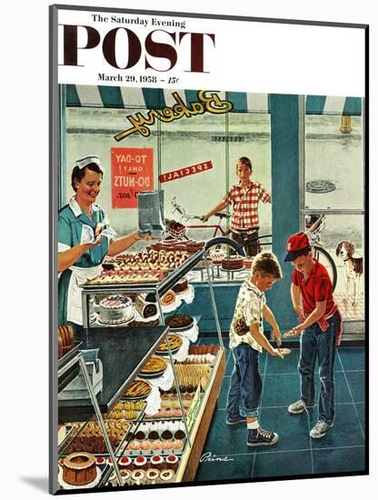 "Doughnuts for Loose Change" Saturday Evening Post Cover, March 29, 1958-Ben Kimberly Prins-Mounted Giclee Print