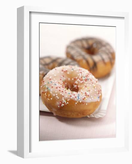 Doughnuts with Sugar Pearls and with Chocolate Icing-Alexander Feig-Framed Photographic Print