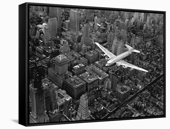 Douglas 4 Flying over Manhattan-Margaret Bourke-White-Framed Stretched Canvas