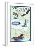 Douglas Lake, Michigan - Nautical Chart-Lantern Press-Framed Art Print