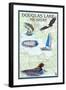 Douglas Lake, Michigan - Nautical Chart-Lantern Press-Framed Art Print