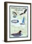 Douglas Lake, Michigan - Nautical Chart-Lantern Press-Framed Art Print