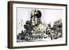 Douglas Macarthur with D-Day Landing Scenes-Graham Coton-Framed Giclee Print