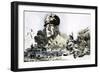 Douglas Macarthur with D-Day Landing Scenes-Graham Coton-Framed Giclee Print