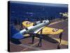 Douglas Tbd Torpedo Bomber Taxing to Parking Area Aboard the Aircraft Carrier Uss Entrprise-Carl Mydans-Stretched Canvas