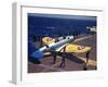 Douglas Tbd Torpedo Bomber Taxing to Parking Area Aboard the Aircraft Carrier Uss Entrprise-Carl Mydans-Framed Photographic Print