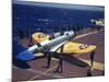 Douglas Tbd Torpedo Bomber Taxing to Parking Area Aboard the Aircraft Carrier Uss Entrprise-Carl Mydans-Mounted Photographic Print