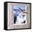Dove Flying Toward Camera Through Plaster Frame with Ocean Waves in Background-null-Framed Stretched Canvas