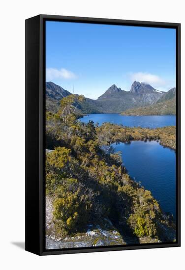 Dove Lake & Cradle Mountain, Cradle Mountain-Lake St Clair Nat'l Pk, UNESCO Site, Tasmania-Michael Runkel-Framed Stretched Canvas