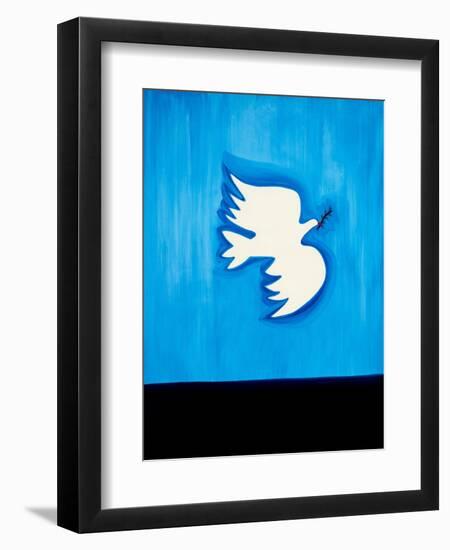 Dove with leaf,1998,(oil on linen)-Cristina Rodriguez-Framed Premium Giclee Print