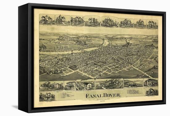 Dover, Ohio - Panoramic Map-Lantern Press-Framed Stretched Canvas