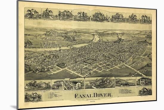 Dover, Ohio - Panoramic Map-Lantern Press-Mounted Art Print