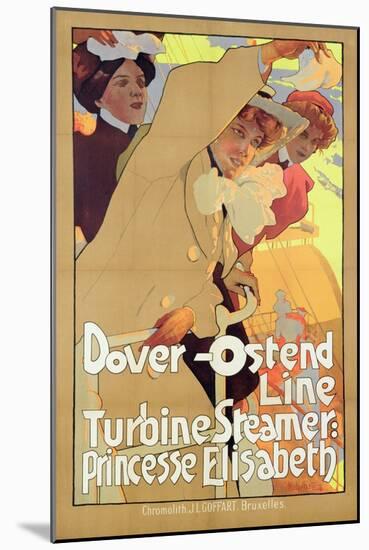 Dover- Ostend Line', Poster Advertising Travel Between England and Belgium on Princesse Elisabeth-Adolfo Hohenstein-Mounted Giclee Print