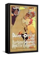 Dover- Ostend Line', Poster Advertising Travel Between England and Belgium on Princesse Elisabeth-Adolfo Hohenstein-Framed Stretched Canvas