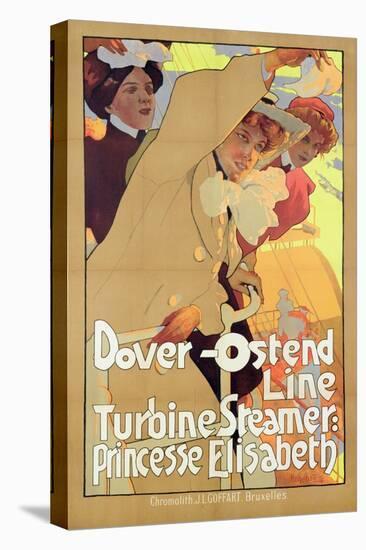 Dover- Ostend Line', Poster Advertising Travel Between England and Belgium on Princesse Elisabeth-Adolfo Hohenstein-Stretched Canvas