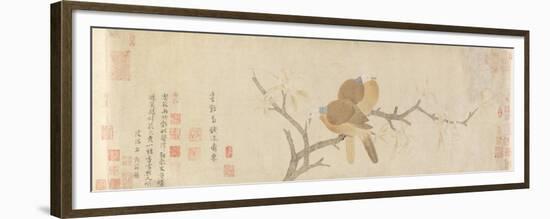 Doves and Pear Blossoms after Rain, Yuan Dynasty, Late 13th Century-Qian Xuan-Framed Premium Giclee Print