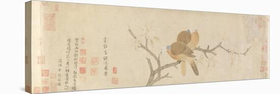 Doves and Pear Blossoms after Rain, Yuan Dynasty, Late 13th Century-Qian Xuan-Stretched Canvas