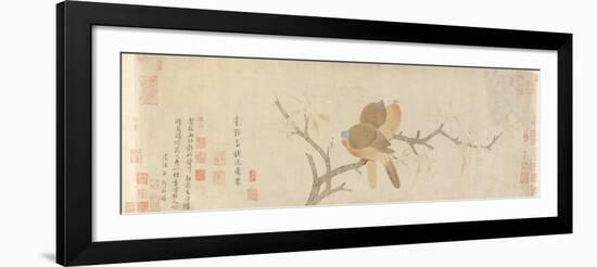 Doves and Pear Blossoms after Rain, Yuan Dynasty, Late 13th Century-Qian Xuan-Framed Giclee Print