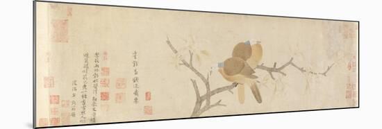 Doves and Pear Blossoms after Rain, Yuan Dynasty, Late 13th Century-Qian Xuan-Mounted Giclee Print